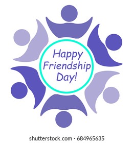 Circular Logo,postcard on the world day of friendship,vector illustration in purple and green colors