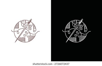 Logótipos circulares com designs abstratos em planos de fundo contrastantes
