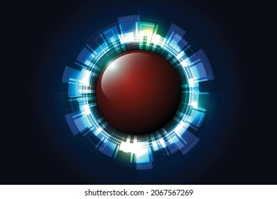 Circular luminous background The flying saucer pattern sparkles around the circle. Full future technology Elements for creating abstract color scenes.