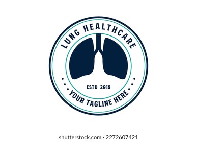Circular Lung Badge Emblem Label Stamp for Doctor Clinic Health Care Logo