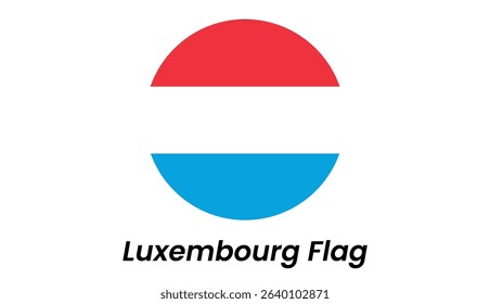 Circular Luxembourg Flag Icon: Red, White, and Light Blue Triband