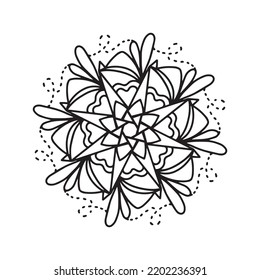 Circular mandala black and white pattern, decorated with Bohemian cool mandala art, henna flowers, Mehndi rite and monochrome symmetric. Coloring book page mandal, Helps to relax, Anti-stress therapy 