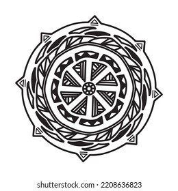 Circular mandala black and white pattern, decorated with Bohemian cool mandala art, henna flowers, Mehndi rite and monochrome symmetric. Coloring book page mandal, Anti-stress therapy.  
