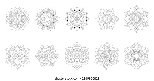 Circular Mandala Coloring page template v14