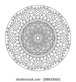 Circular mandala,
Decorative oriental style. Vintage decorative elements. Oriental pattern, vector illustration, Coloring book page