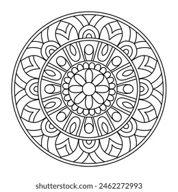 
circular mandala design for coloring book, yoga logo design, easy mandala art for tattoo design
