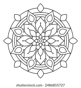 Rundbild Mandala Design für Malbuch, Tattoo und Henna Design, kreative Mandala Kunst für Erwachsene und Kinder Malbuch
