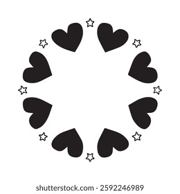 A circular mandala design featuring a central heart surrounded by multiple
