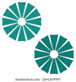 Circular mandala elements. Abstract floral petals. Geometric wheel patterns. Decorative teal Vector.