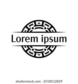 Circular mandala emblem badge template with detailed floral shapes