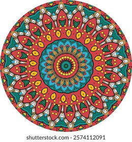 Circular Mandala Featuring Concentric Patterns