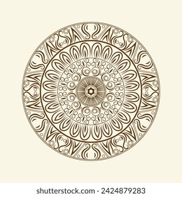 Ein kreisförmiges Mandala mit einer Blume in der Mitte. Das Mandala ist ein geometrisches Muster, das oft in Meditation und Yoga verwendet wird. Es wird angenommen, dass es das Universum und die Verbundenheit aller repräsentiert 