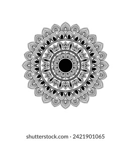 Circular Mandala in form of mandala for Henna, Decorative ornament in ethnic oriental style. Coloring book page.
Mandala hand drawn design. Can be used like Coloring page. Vintage oriental round decor