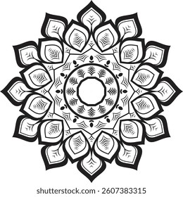  circular mandala with intricate line work and elegant floral motifs, perfect for bohemian designs, decorative elements, 