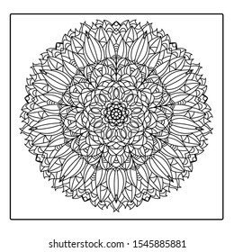 Circular Mandala ornament coloring pattern,  Vector design element,