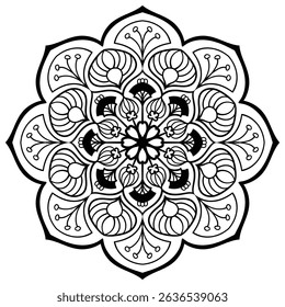 Circular Mandala pattern for Art on the wall mandala Coloring book. Henna tatoo mandala. Lace pattern Tattoo print Design. Mehndi style.Decorative pattern in oriental style. Coloring book page.