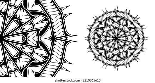 Circular mandala pattern for coloring, henna, tattoo, mehndi, books, decoration. Ornate decorative ornament in ethnic oriental style. Vector image