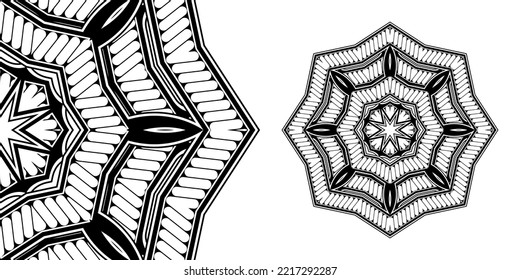 Circular mandala pattern for coloring, henna, tattoo, mehndi, books, decoration. Ornate decorative ornament in ethnic oriental style. Vector image