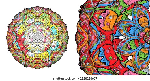 Circular mandala pattern for coloring, henna, tattoo, mehndi, books, decoration. Ornate decorative ornament in ethnic oriental style. Vector image