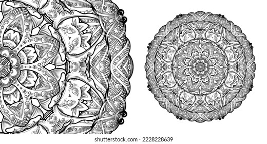Circular mandala pattern for coloring, henna, tattoo, mehndi, books, decoration. Ornate decorative ornament in ethnic oriental style. Vector image
