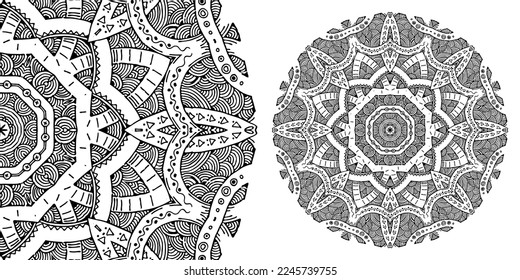 Circular mandala pattern for coloring, henna, tattoo, mehndi, books, decoration. Ornate decorative ornament in ethnic oriental style. Vector image