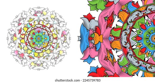 Circular mandala pattern for coloring, henna, tattoo, mehndi, books, decoration. Ornate decorative ornament in ethnic oriental style. Vector image