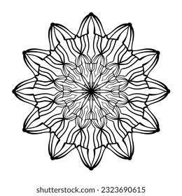 Circular mandala pattern. Decorative doodle ornament. Vector illustration. Coloring book page element.