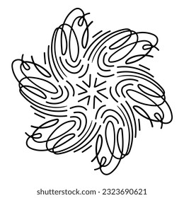 Circular mandala pattern. Decorative doodle ornament. Vector illustration. Coloring book page element.