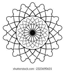 Circular mandala pattern. Decorative doodle ornament. Vector illustration. Coloring book page element.
