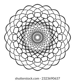 Circular mandala pattern. Decorative doodle ornament. Vector illustration. Coloring book page element.