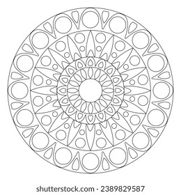 Circular mandala pattern . Decorative ornament in ethnic oriental style. Coloring book page.