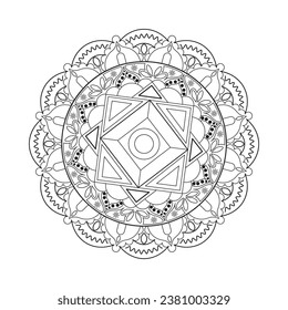 Circular Mandala pattern design for a coloring page or Coloring Book.  Decorative round outline Book page in ethnic style