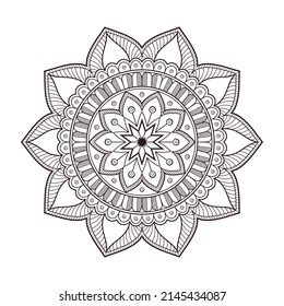 Circular Mandala muster für Henna, Mehndi, Tattoo, Dekoration. Dekorative Ornamente im orientalischen Stil. Farbbuchseite