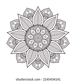 Circular Mandala pattern for Henna, Mehndi, tattoo, decoration. Decorative ornament in ethnic oriental style. coloring book page