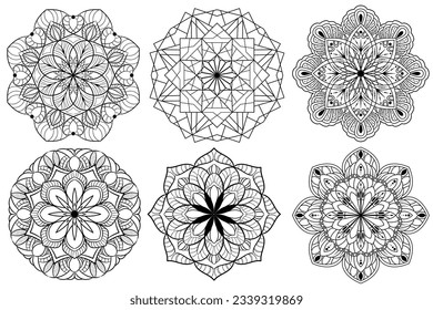 Circular mandala muster, mandala für Henna, Mehndi, Tattoo, Dekoration. Dekorative Ornamente im orientalischen Stil. Farbbuchseite, weißer Hintergrund