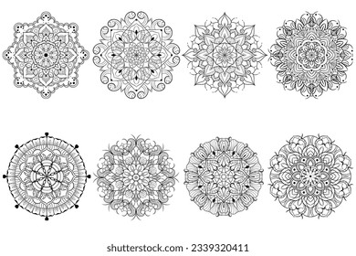 Circular mandala muster, mandala für Henna, Mehndi, Tattoo, Dekoration. Dekorative Ornamente im orientalischen Stil. Farbbuchseite, weißer Hintergrund
