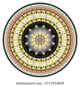 Alfombra circular del modelo del mandala, alfombra de la sala de estar, modelo de la teja.