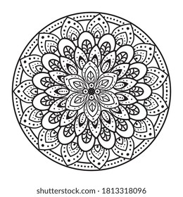 kreisförmige Mandala auf weißem Hintergrund, luxuriöse Vintage-Dekoration, Vektorgrafik-Design