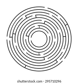 Circular maze black on a white background