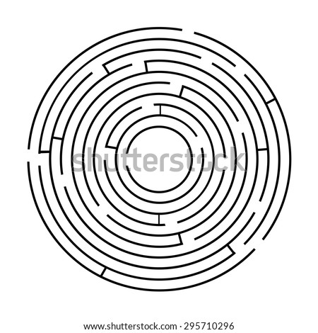 Circular Maze Black On White Background Stock Vector (Royalty Free ...