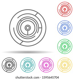 Circular maze complexity multi color style icon. Simple thin line, outline vector of artifical icons for ui and ux, website or mobile application