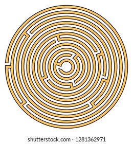 Circular maze for kids isolated on white background. Labyrinth vector illustration.