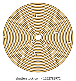 Circular maze for kids isolated on white background. Labyrinth vector illustration.
