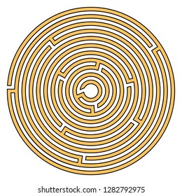 Circular maze for kids isolated on white background. Labyrinth vector illustration.
