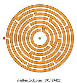 Circular maze, labyrinth. Logical puzzle. Vector