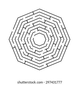 circular maze an octagon black on white