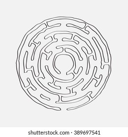 circular maze puzzle freehand drawn