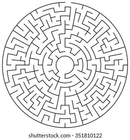 Circular maze puzzle game illustration for background or leisure time