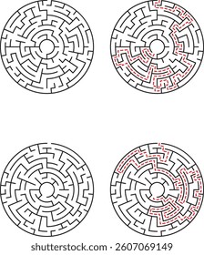 Circular Maze Puzzle Solution Steps, Pathfinding, Problem Solving, Logic Game