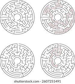 Circular Maze Puzzles Solutions and Paths to the Center